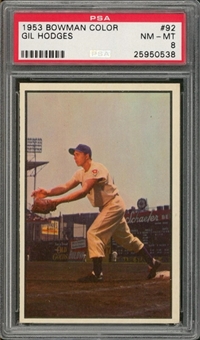 1953 Bowman Color #92 Gil Hodges – PSA NM-MT 8